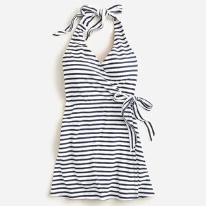 J. Crew navy striped swim dress